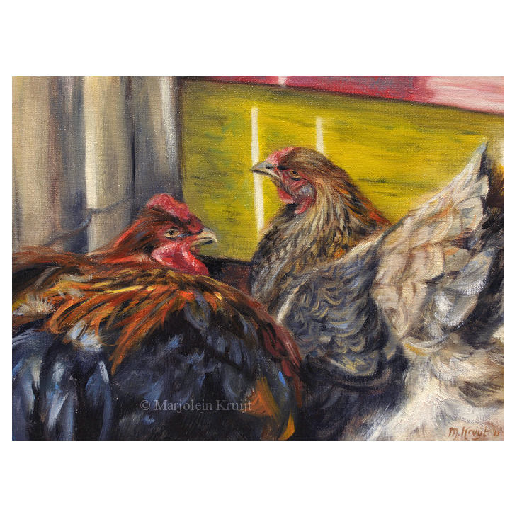 Chickens , original painting sale by Kruijt