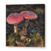 canvas print herfst paddestoelen en bosmuis (te koop)