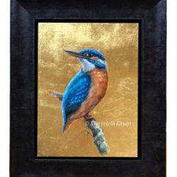 'Ijsvogel' schilderij met 24K bladgoud [te koop]