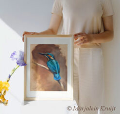 'ijsvogel', giclee artprint limited edition van vogel schilderij (te koop)