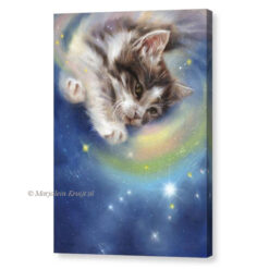 'Release' - kitten / galaxy schilderij canvas reproductie (te koop)